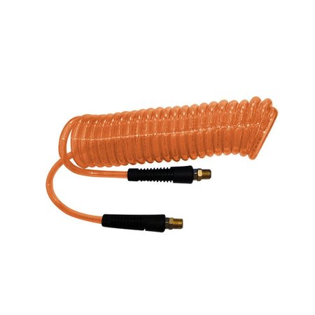 INTERSTATE PNEUMATICS Orange Polyurethane Recoil Hose 1/4 Inch x 15 feet Solid Fittings HR44-015